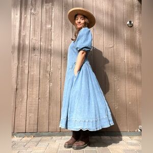 Pilcro Denim Puff Sleeve Midi Dress – Anthropologie - Medium